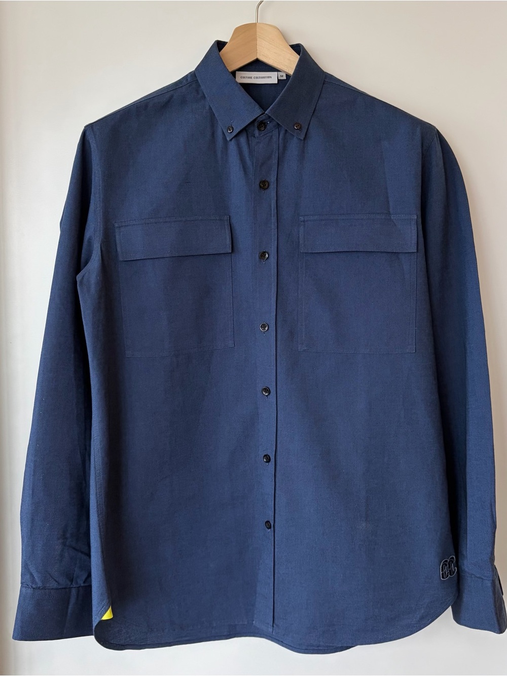 Men's Navy Long-Sleeve Button-Down Shirt with Chest Pockets